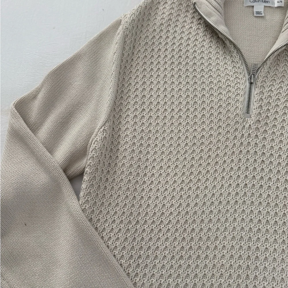 Calvin Klein Men's Beige Zip-Up Sweater